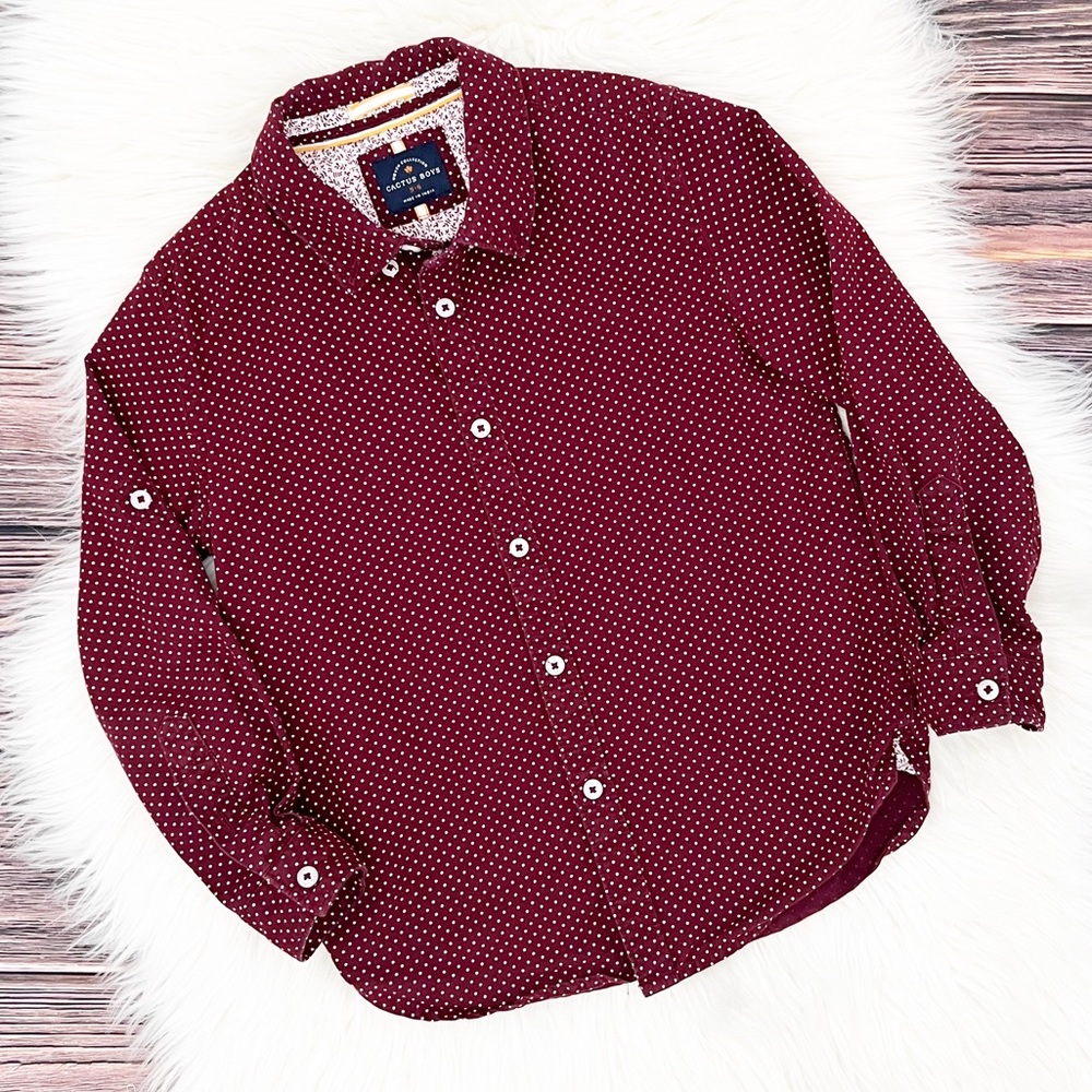 Maroon Polka Dot Button Down Shirt
